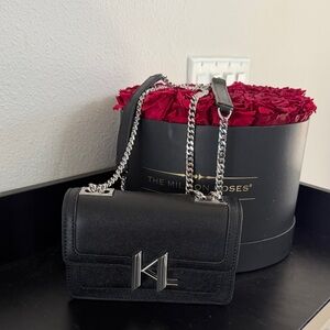 Karl Lagerfeld Black Crossbody Bag with Silver Chain
